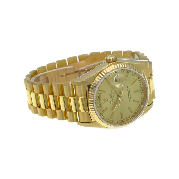 Rolex Mens Day-Date President Watch 18KY Solid Gold Champagne Dial 18038 MINT - Picture 5 of 12